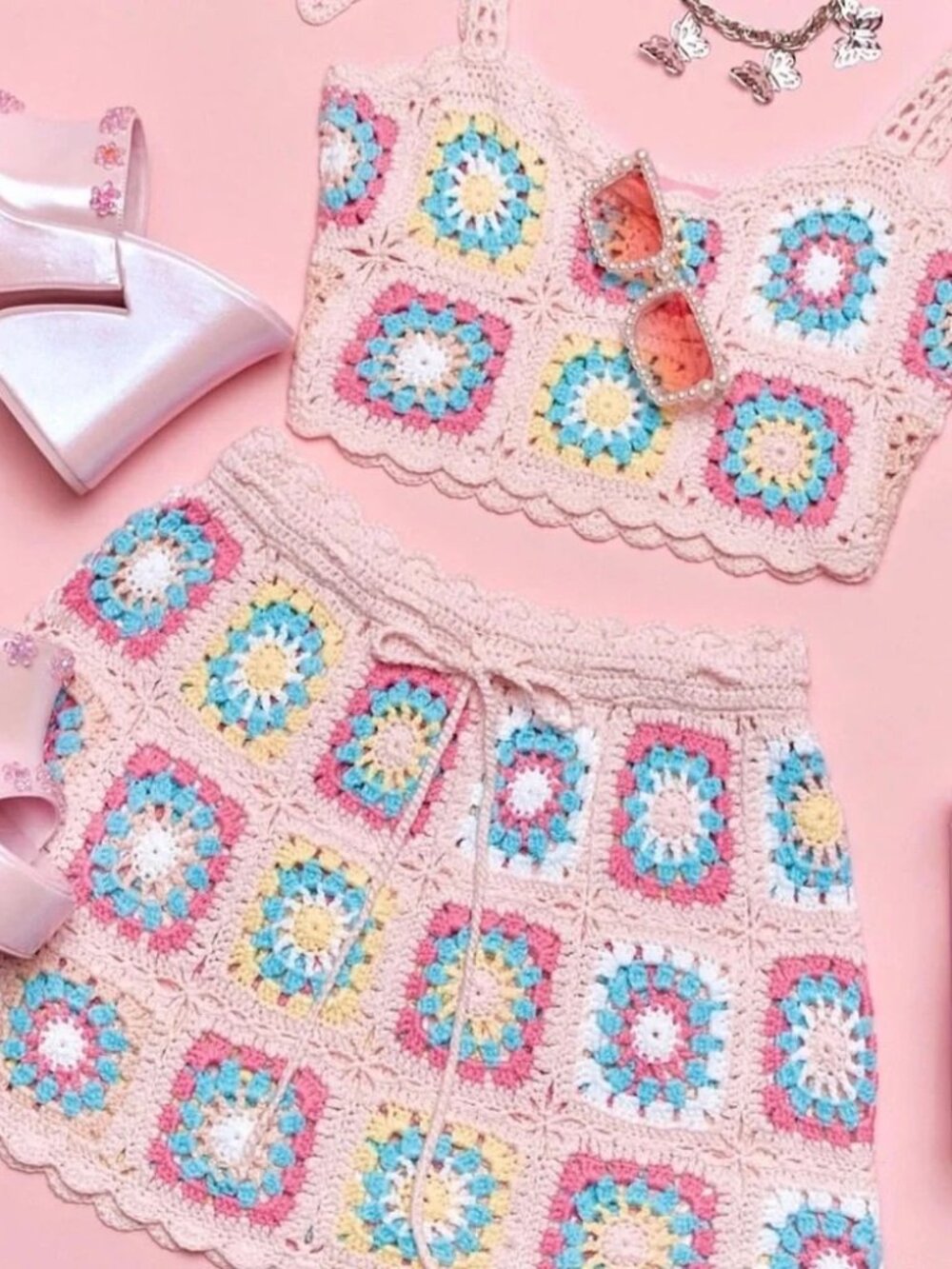 NEW dolls kill sugar thrillz pink crochet skirt 🤍 xs/s